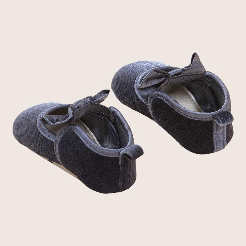 rise little earthling Velvet Dress Shoes BGHFW01 - Charcoal / 0-3m - Image 3