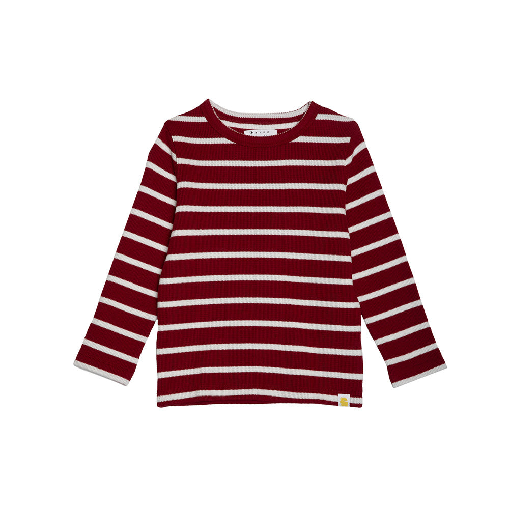 rise little earthling Long Sleeve Waffle T-Shirt - Biking Red / 18-24m
