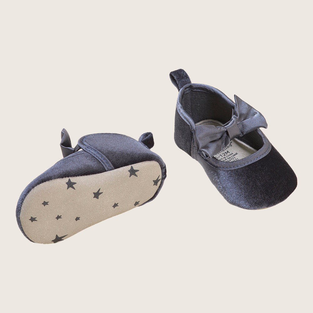 rise little earthling Velvet Dress Shoes BGHFW01 - Charcoal / 0-3m - Image 2