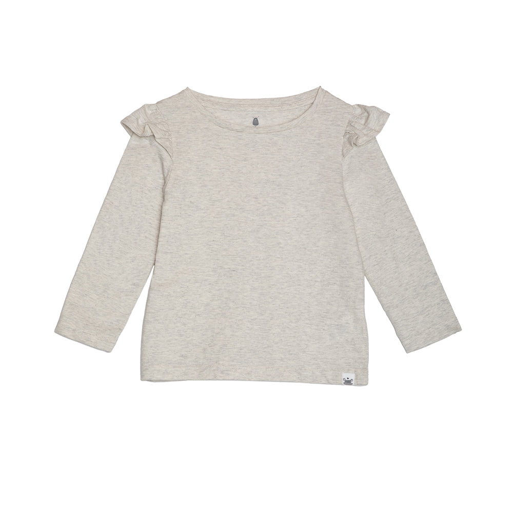 rise little earthling Long Sleeve Ruffle T-Shirt TGFKT20 - Grey / 5-6y - Image 3