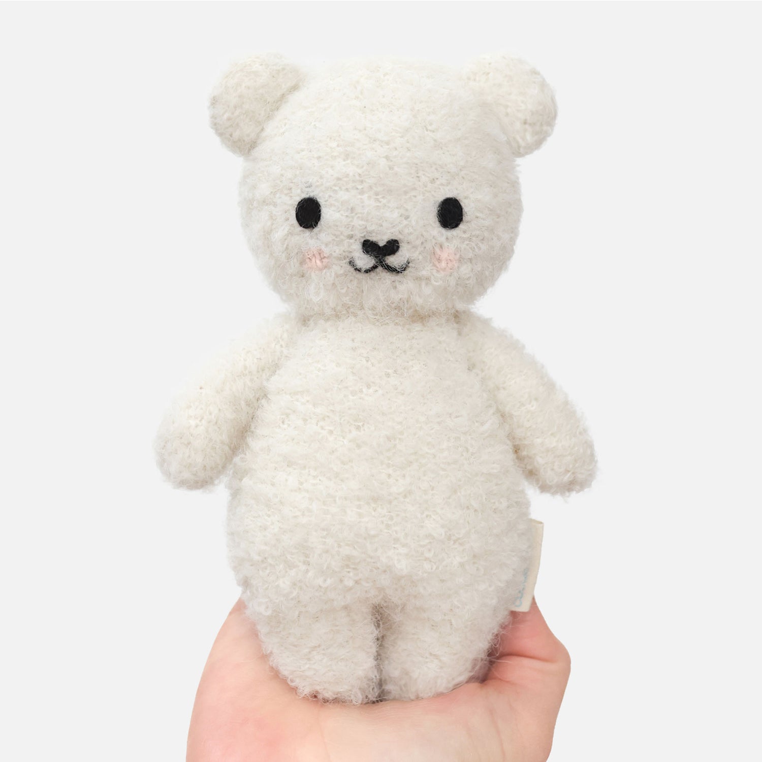 Cuddle + Kind Baby Bouclé Bear (Ivory) Hand-Knit Doll - Image 4