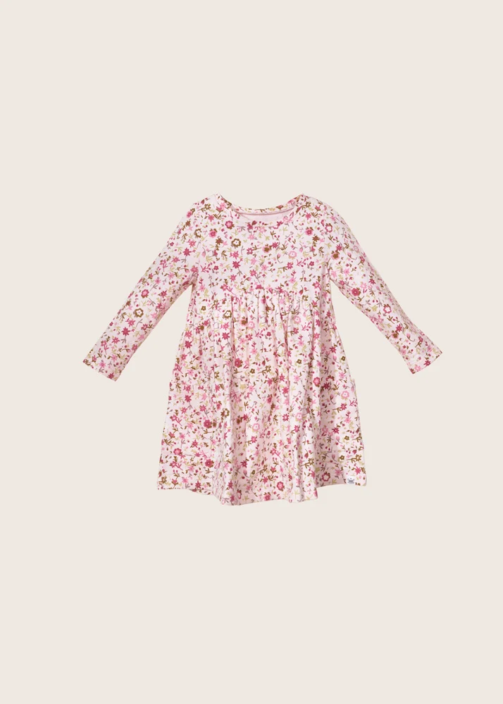 rise little earthling Fleece Swing Dress TGHDR57 - Light Pink All-Over-Print / 18-24m